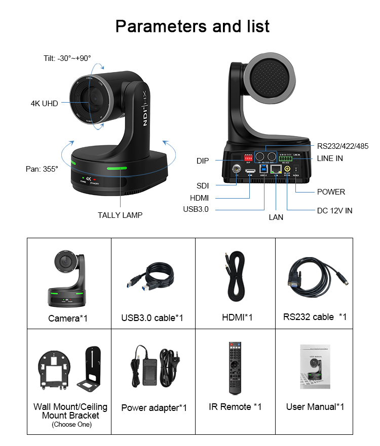 Chameye 4K PTZ カメラ 20x 光学ズーム PTZカメラ 4K USB3.0/HDMI/LAN
