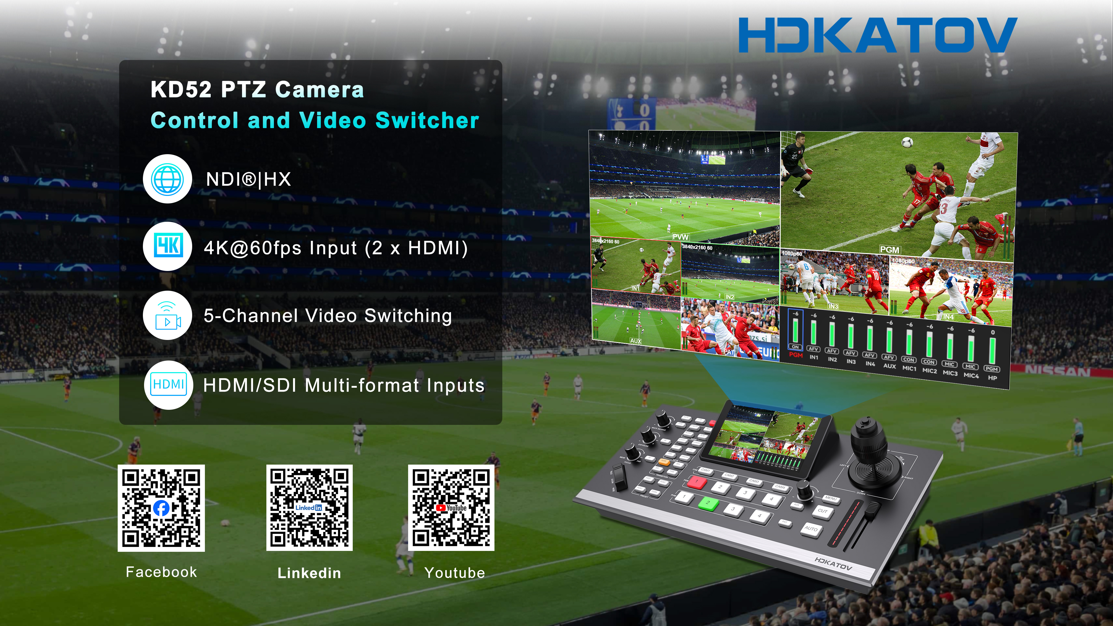 KD52 PTZ Camera Control and Video Switcher